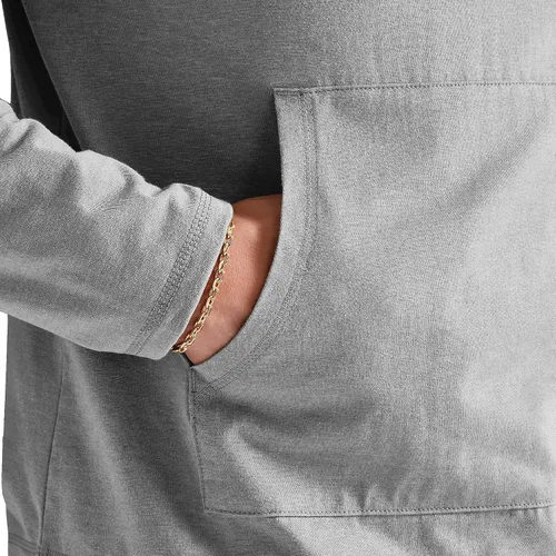 Vista 5 de Hanes Sudadera con capucha de algodón para hombre, ligera, con cuello Henley