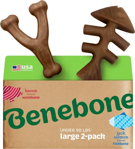 Vista 7 de Benebone - Paquete de 2 juguetes masticables duraderos para perros, diseño Maplestick/Zaggler, tocino real, madera de arce real, fabricados