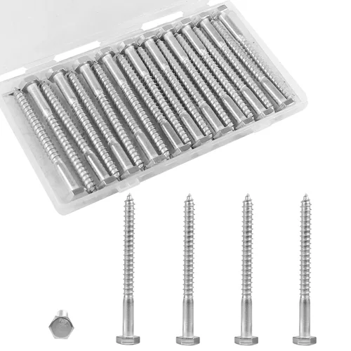 Vista 15 de 30 tornillos de retraso de cabeza hexagonal de 1/4 x 1 pulgada, pernos de acero inoxidable 304, tornillos de cabeza hexagonal para madera, tornillos