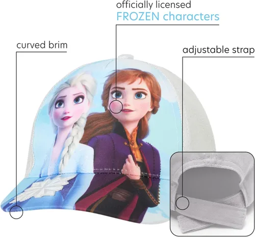 Vista 2 de Disney Girls' Frozen Baseball Cap - Princess Elsa and Anna Curved Brim Strap Back Hat (2T-7)