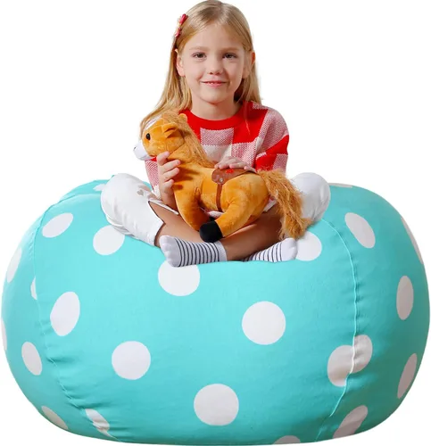 Vista 29 de Aubliss - Silla de almacenamiento para peluches en forma de puf (Estrella Aqua, Mediana (32"))