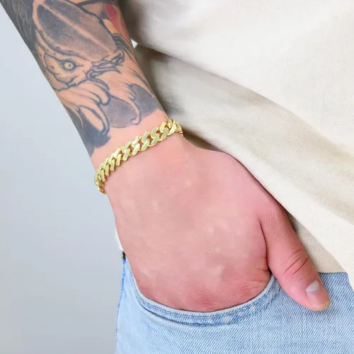 Vista 6 de Nuragold 10k Oro Amarillo Real Royal Monaco 9mm Pulsera de Eslabones Cubanos de Miami (6"-9") Joyería Italiana para Hombres y Mujeres
