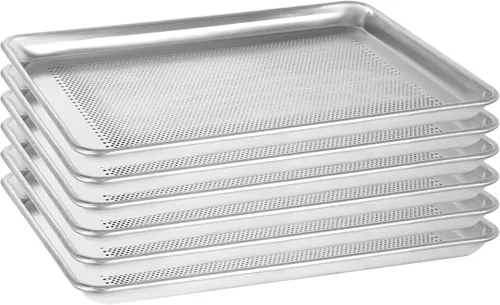 Vista 16 de Paquete de 6 bandejas para hornear de gran tamaño, bandeja de aluminio comercial para galletas, duradera y antiadherente, 15 x 21 pulgadas