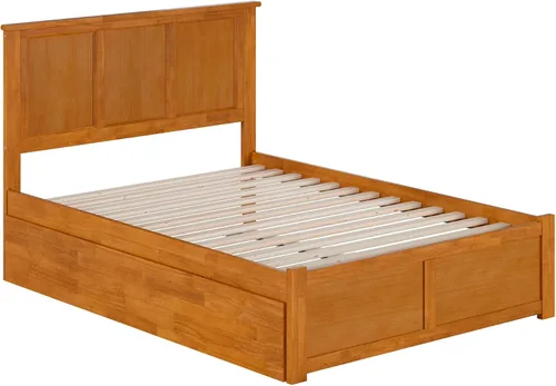 Vista 11 de AFI Madison Cama de Plataforma de Madera Maciza Matrimonial con Piecero y Cama Nido Matrimonial en Toffee Claro
