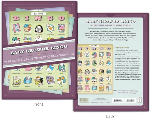 Vista 2 de Knock Knock Bingo de baby shower, 12 tarjetas reutilizables para jugar en baby showers