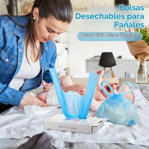 Vista 6 de 1600 bolsas de pañales desechables para bebés, sacos de pañales perfumados Azul