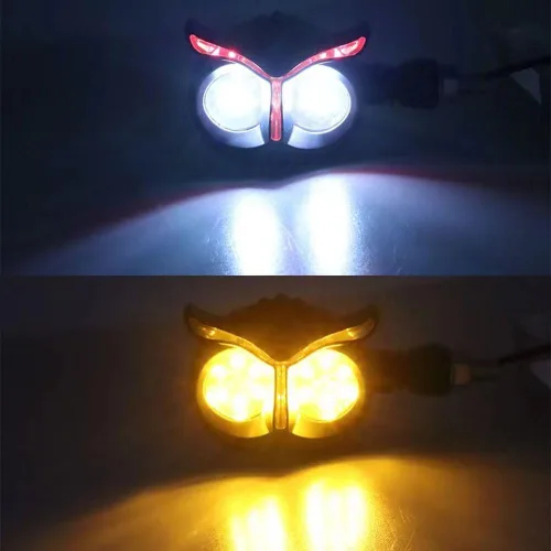 Vista 3 de 2 piezas de luces de señal de giro LED para motocicleta en forma de búho, modificado genial 12V impermeable