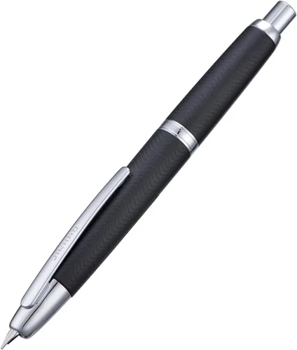 Vista 46 de Jinhao 10 Press Pluma estilográfica con caja, punta mediana retráctil de oro mate cepillado con juego de convertidor de tinta (clip dorado)