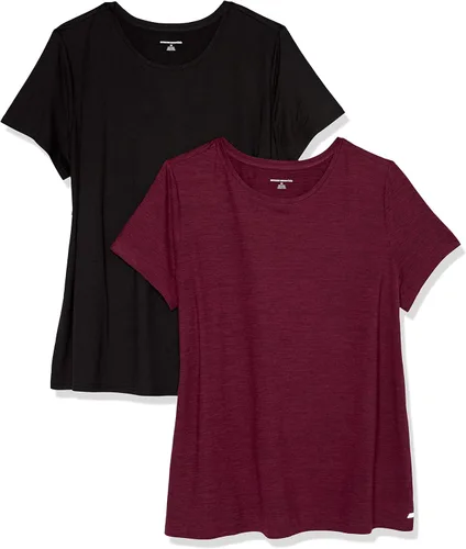 Vista 89 de Amazon Essentials Camiseta de manga corta con cuello redondo para mujer, de secado rápido, para entrenamiento, gimnasio, paquete múltiple
