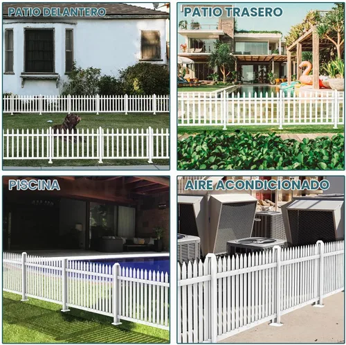 Vista 6 de ECOOPTS 76 cm de altura Valla de PVC blanco poste de piquete de vinilo para valla de piquete