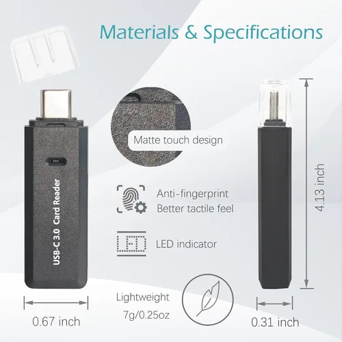 Vista 4 de Lector de tarjetas micro SD, lector de tarjetas de memoria USB C 2 en 1 de 5 Gbps para cámara digital, visor de tarjetas SD con doble ranura