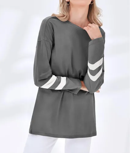 Vista 69 de Fisoew Camisetas de manga larga para mujer, holgadas, casuales, con cuello redondo, blusa suave