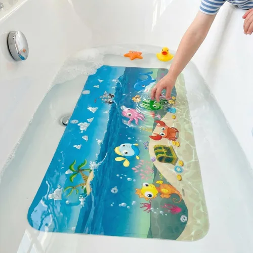 Vista 12 de Bonita alfombra de baño antideslizante de dibujos animados para bañera, tapete antideslizante para bañera para niños, tapete de ducha antideslizante