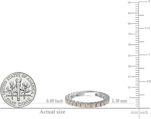 Vista 5 de Colección Dazzlingrock Alianza de oro sólido para mujer con piedras preciosas redondas o diamantes, anillo de boda apilable de eternidad