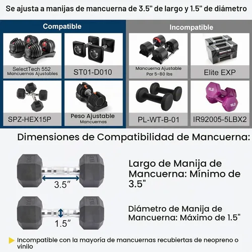 Vista 6 de Convertidor de mancuerna a barra, transforma mancuernas a barra de pesas, convertidor de mancuernas a barra para el gimnasio en casa, ajustable