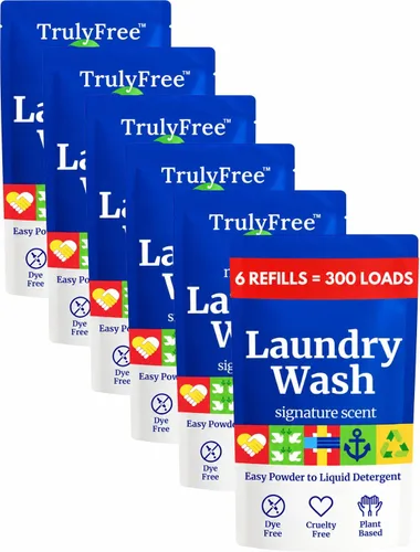 Vista 9 de Truly Free Detergente Natural para Ropa para Piel Sensible Ecológico, a Base de Plantas, Seguro para Ropa de Bebé Polvo Limpio y Fácil