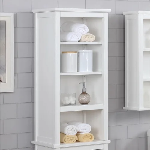 Vista 2 de Alaterre Furniture Dorset - Estantería de baño de 13 pulgadas de profundidad con estantes ajustables, armario de baño blanco para toallas, artículos