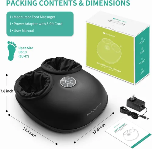 Vista 8 de Medcursor Masajeador de pies con calor - Máquina de amasado profundo Shiatsu mejorada 2026, intensidad de compresión de aire múltiple, control