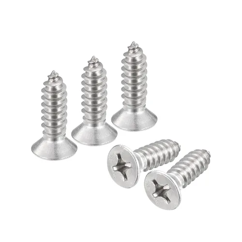 Vista 27 de uxcell Tornillos de chapa de cabeza plana #4x1, 50 tornillos de madera Phillips Drive Tornillos de acero inoxidable 304 Autoperforantes