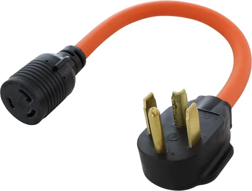 Vista 25 de AC WORKS Adaptador de salida de pared para secadora de 30 amperios y 4 clavijas (para enchufe de secadora de 30 A de 3 clavijas)