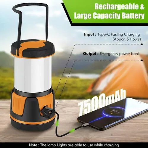 Vista 5 de Linterna LED recargable, 3000 lúmenes, 5 modos de luz, IP54 impermeable, batería de 7500 mAh, linterna portátil para campamento, senderismo, cortes