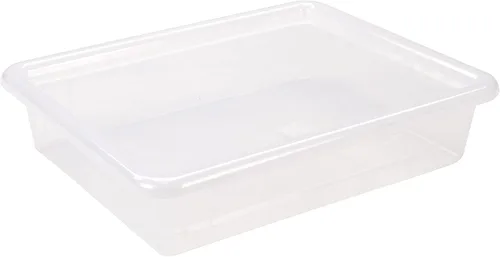 Vista 6 de Storex Bandeja de almacenamiento profundo tamaño carta, contenedor organizador con tapa sin broches para aula, oficina y hogar, translúcido, paquete
