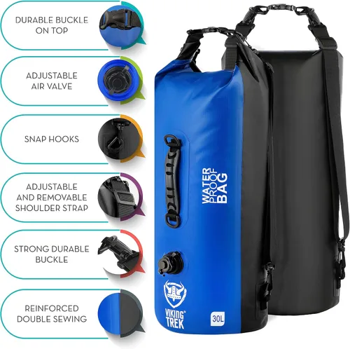 Vista 2 de Bolsa seca impermeable - Saco seco con parte superior enrollable recortada - Compresión seca - Mantiene el equipo seguro y seco para camping