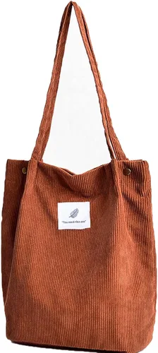 Vista 8 de WantGor Bolso de mano o de hombro de pana y de gran capacidad para mujer