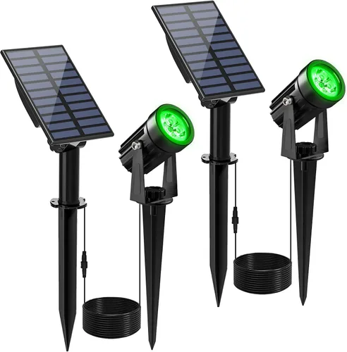 Vista 22 de Luces solares para exterior, focos de paisaje IP65 impermeables con cable de 3m, luces de pared para exterior con encendido y apagado automático