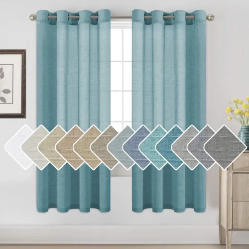 Vista 95 de H.VERSAILTEX Cortinas de lino de mezcla natural para sala de estar/cortinas de lino semitransparentes reductoras de luz de 54 pulgadas de largo