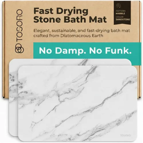 Vista 14 de TOSORO - Tapete de baño de piedra de tierra de diatomeas, antideslizante, súper absorbente, tapete de baño de piedra de diatomita para el suelo