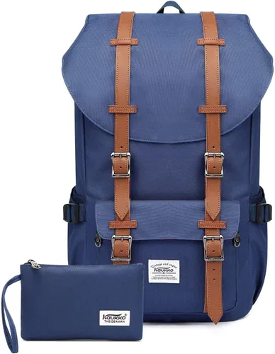 Vista 24 de KAUKKO Mochila de viaje para laptop, mochila al aire libre, mochila causal para 15.6 pulgadas (nailon negro)