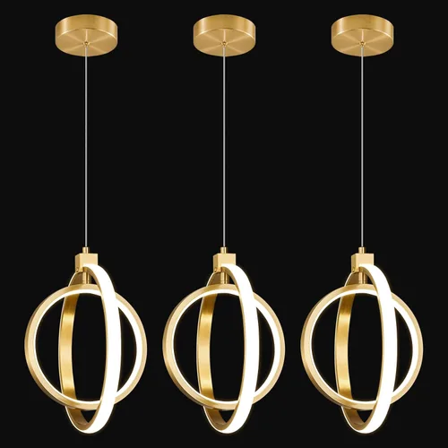 Vista 27 de Lámpara LED moderna con anillo dorado, lámpara colgante de 4000 K, regulable en altura ajustable, iluminación colgante para comedor, cocina, isla