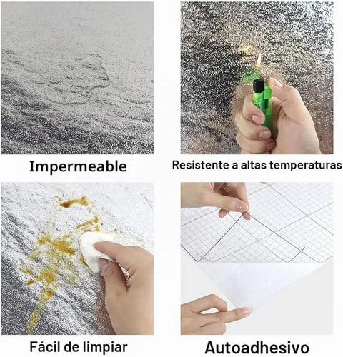 Vista 4 de Papel tapiz a prueba de aceite de cocina, 4 unidades, para despegar y pegar, papel de contacto, autoadhesivo, resistente al agua, resistente al