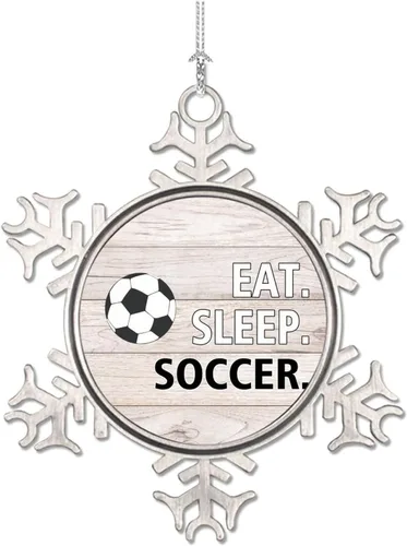 Vista 2 de Adornos de metal con diseño de copo de nieve para fanáticos de los deportes, talla única, adorno de Navidad, recuerdo de recuerdo para decoración