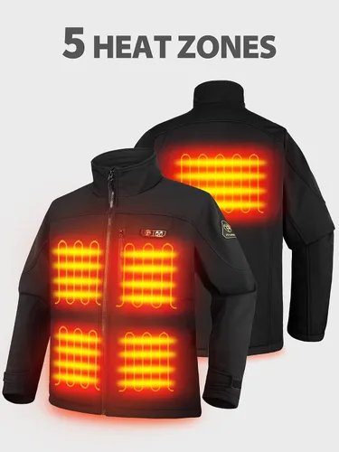 Vista 2 de PTAHDUS Chaqueta térmica para hombre con batería de 7,4 V, con bolsillo calentador de manos