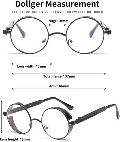 Vista 49 de Dollger Gafas de sol vintage Steampunk Retro Metal Round Circle Frame