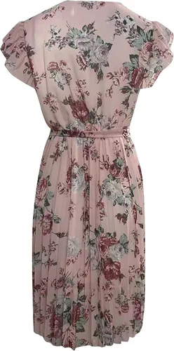 Vista 5 de FOVIGUO Vestido holgado de gasa con volantes para mujer, vestido envolvente con lazo en la cintura, elegante, vestido de fiesta de cóctel