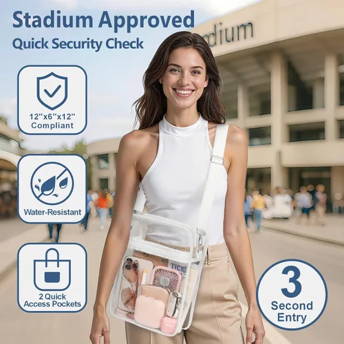 Vista 2 de PACKISM Bolsa transparente para eventos de estadio – Monederos pequeños transparentes para mujer, bolsa bandolera para conciertos y eventos