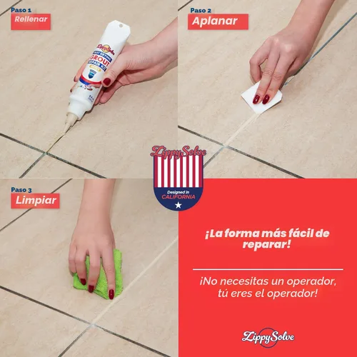 Vista 5 de ZippySolve Kit de reparación de lechada para azulejos, azulejos de Beige