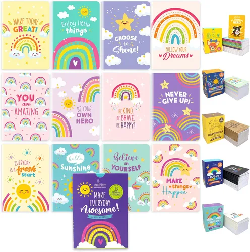 Vista 8 de Decorably Paquete de 24 mini cuadernos inspiradores para niños, 12 diseños de pizarra de 3.5 x 5 pulgadas, recuerdos de fiesta, encuadernados