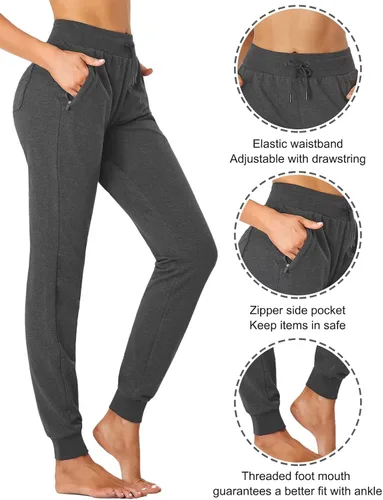 Vista 2 de SEVEGO Pantalones deportivos de algodón ligero con bolsillos con cremallera para mujer, 30323436