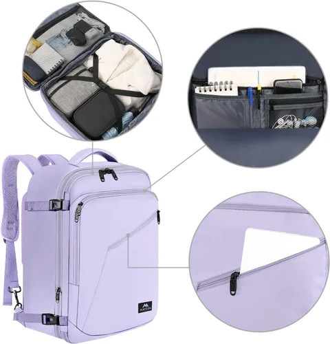 Vista 17 de MATEIN - Mochila de viaje extragrande de 10.56 galones, mochila de viaje ampliable apta para aerolíneas, para viajeros de fin de semana, hombres