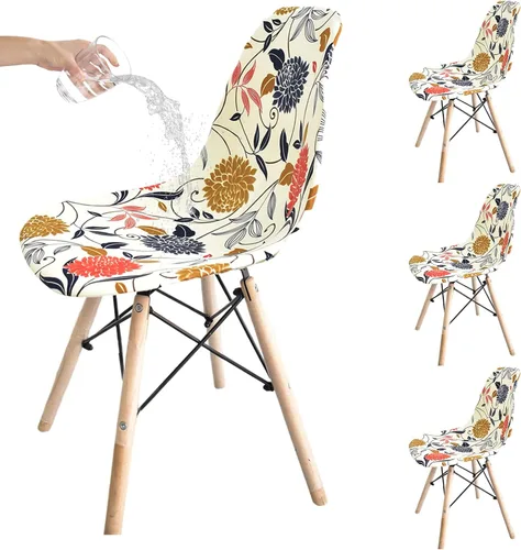Vista 57 de HAOYONG Fundas para silla de comedor modernas de mediados de siglo, funda estampada para silla sin brazos, fundas elásticas para cocina, oficina