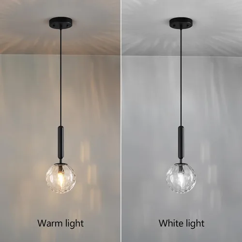 Vista 5 de Lámpara Colgante Negra Moderna Accesorio de Luz Colgante para Isla de Cocina de Mediados de Siglo con Lámpara Colgante de Globo Iluminación Colgante