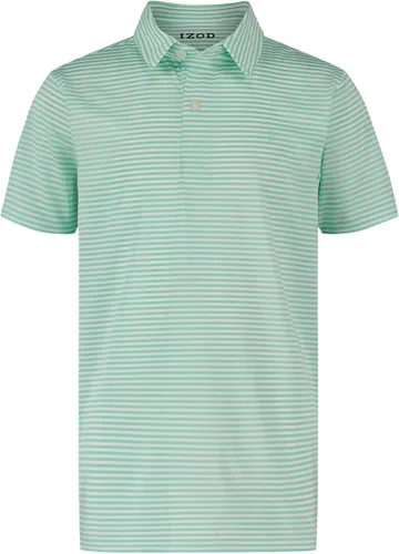 Vista 3 de Izod Boys' Performance Golf Grid Short Sleeve Stretch Collared Polo Shirt Atomizador Raya Azul