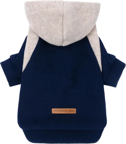 Vista 10 de Fitwarm - Sudadera con capucha para perros con bloques de color, ropa de invierno para perros pequeños niño niña, sudadera con capucha ligera