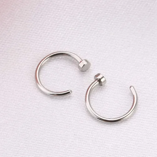 Vista 4 de Generic 2 piezas unisex de acero quirúrgico con bisagras, segmento de clicker para la nariz, aros de cartílago de hélice, aretes de piercing