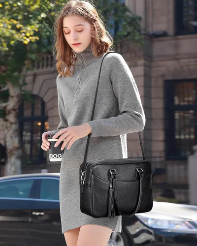 Vista 9 de Over Earth Bolso de mano de cuero para mujer, bolso de hombro con asa superior