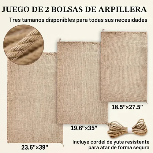 Vista 6 de MAQIHAN Bolsas de arpillera para plantas - 2 sacos grandes de arpillera